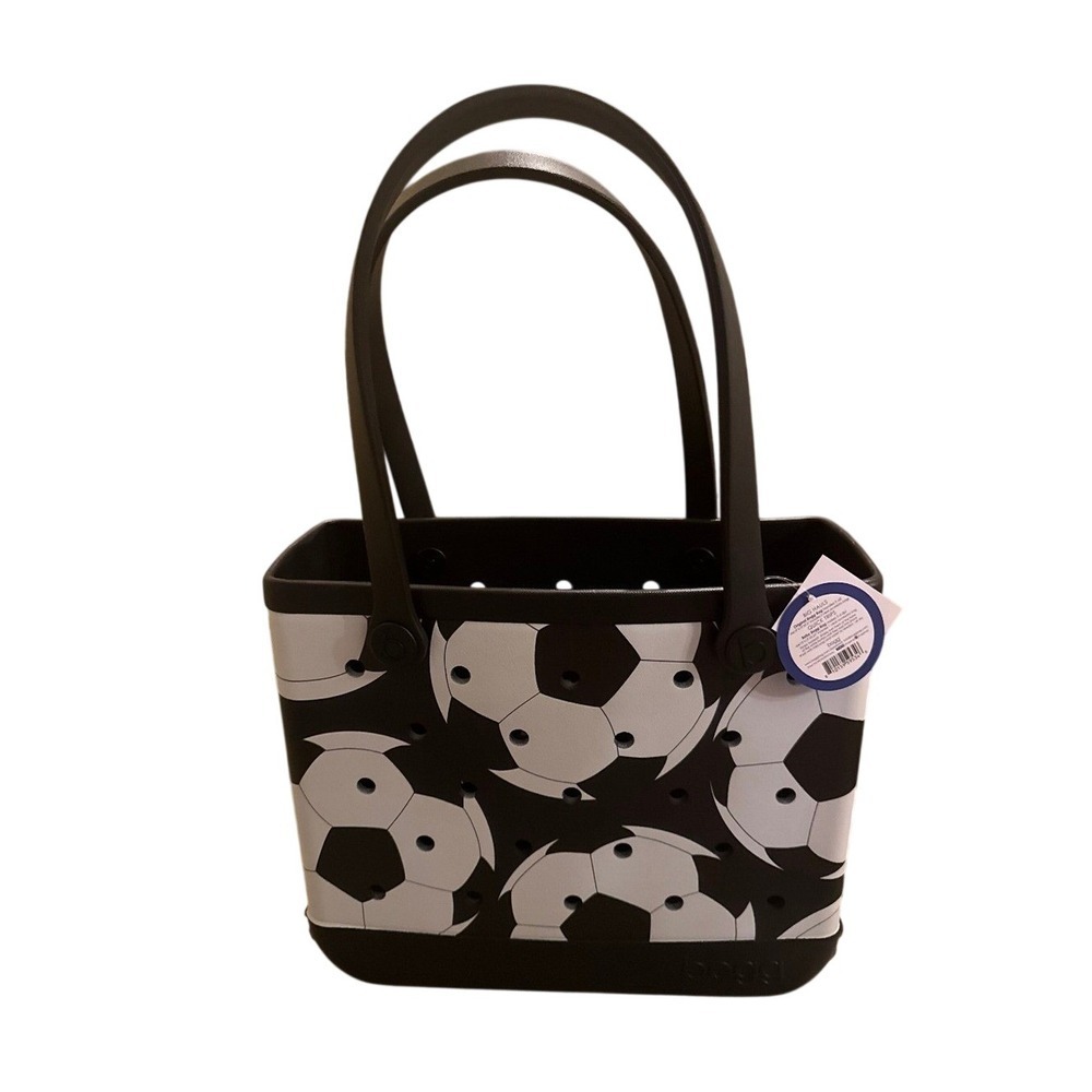 15" Bogg Bag Soccer Print Lets kick it Medium black & White New With Tags